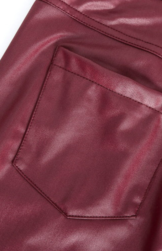 Women’s Fashion Pu Leather Feet Trousers