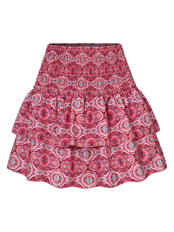 Women’s Fashion Ruffled Floral Half-length Pleated Skirt