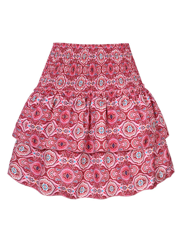 Women’s Fashion Ruffled Floral Half-length Pleated Skirt