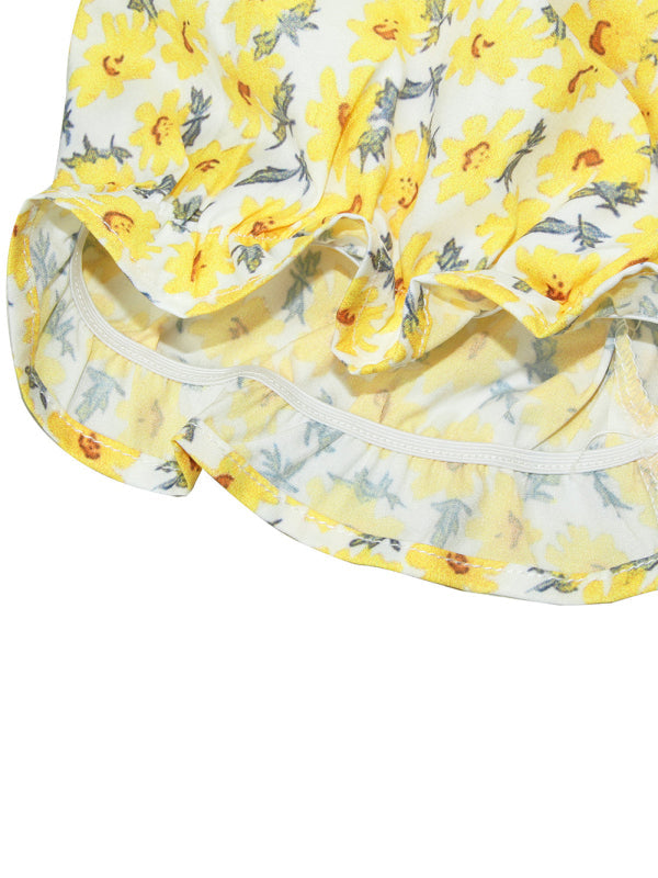 Women’s fashion sexy one-neck lantern lotus leaf short-sleeved printed jumpsuit