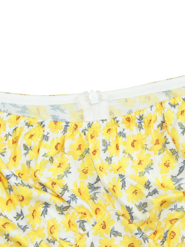 Women’s fashion sexy one-neck lantern lotus leaf short-sleeved printed jumpsuit