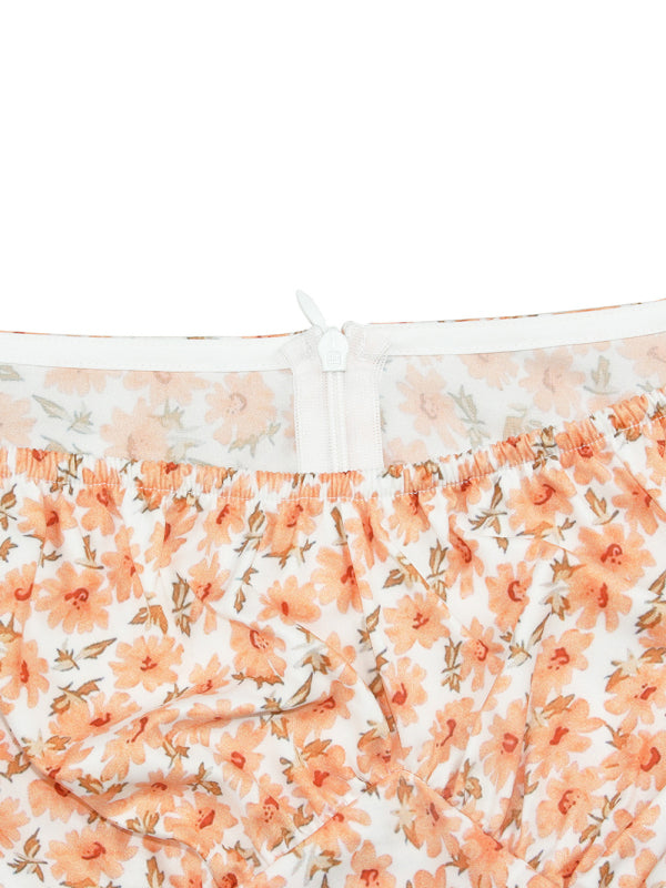 Women’s fashion sexy one-neck lantern lotus leaf short-sleeved printed jumpsuit