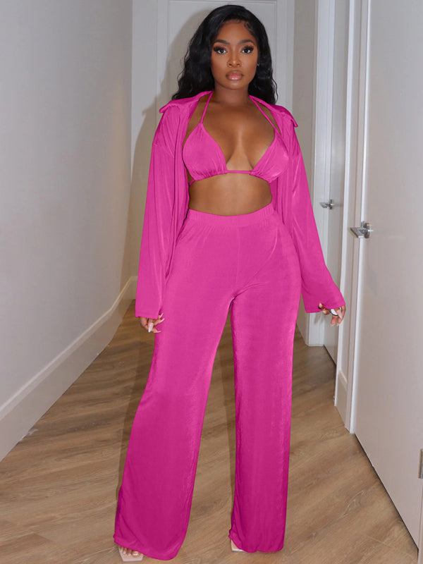 Women’s fashionable casual velvet warm suit - Rose / S