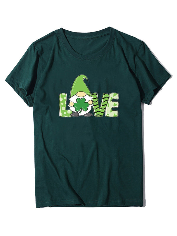 Women’s Festive Shamrock Graphic Tee - Green black jasper / XS