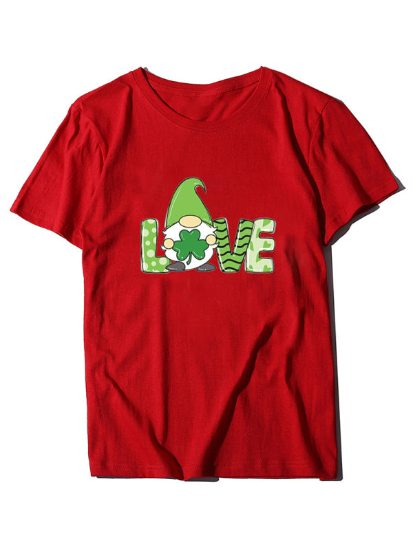 Women’s Festive Shamrock Graphic Tee - Red / XS