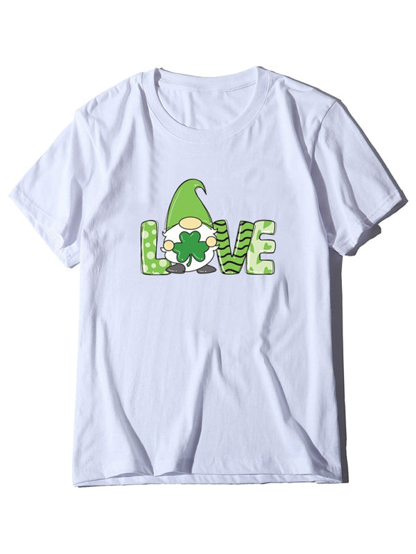 Women’s Festive Shamrock Graphic Tee - White / XS