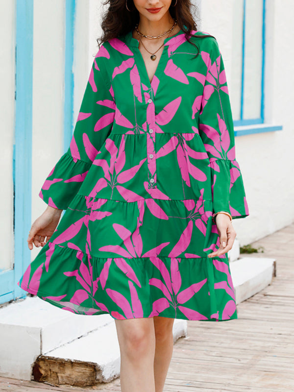 Women’s floral print bell sleeve dress