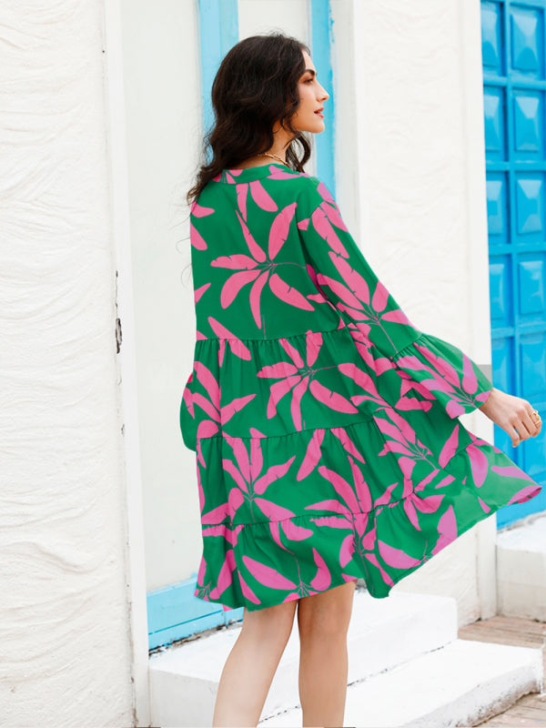 Women’s floral print bell sleeve dress