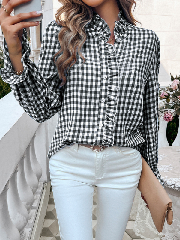 Women’s French Contrast Button Check Shirt