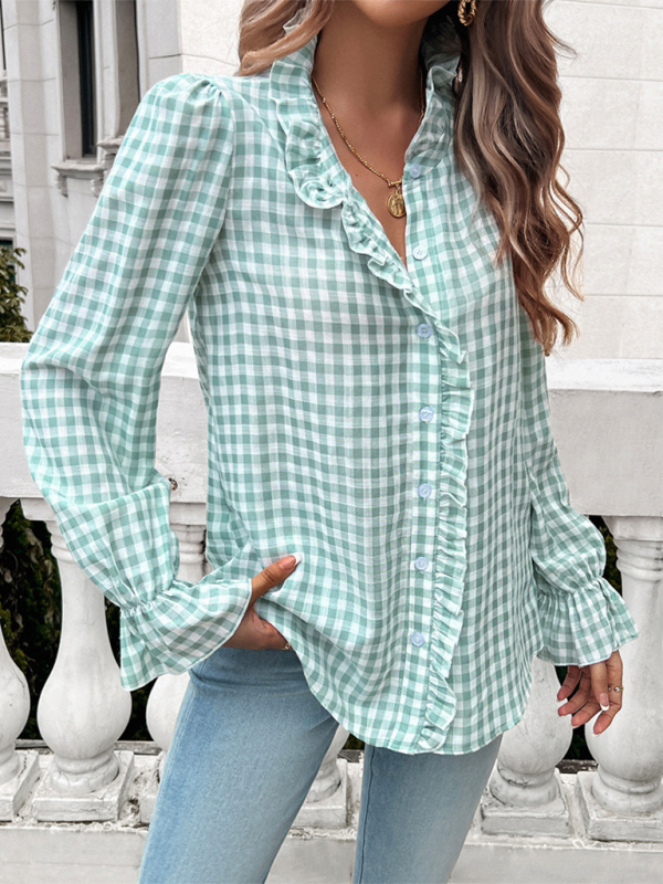Women’s French Contrast Button Check Shirt