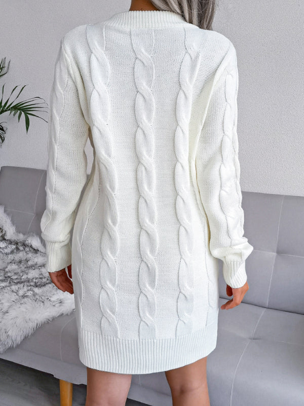 Women’s fried dough twist buttock wrapped wool dress knitted dress