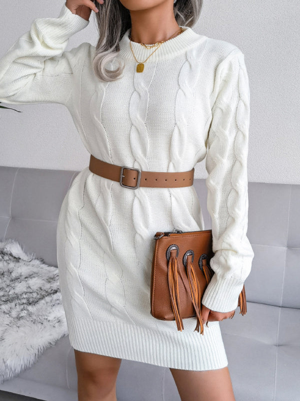 Women’s fried dough twist buttock wrapped wool dress knitted dress