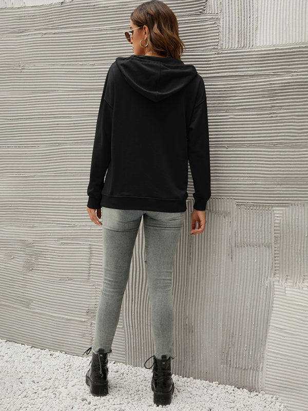 Women’s Half Cardigan Button Kangaroo Pocket Hoodie