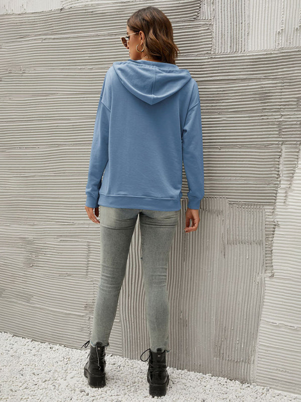 Women’s Half Cardigan Button Kangaroo Pocket Hoodie