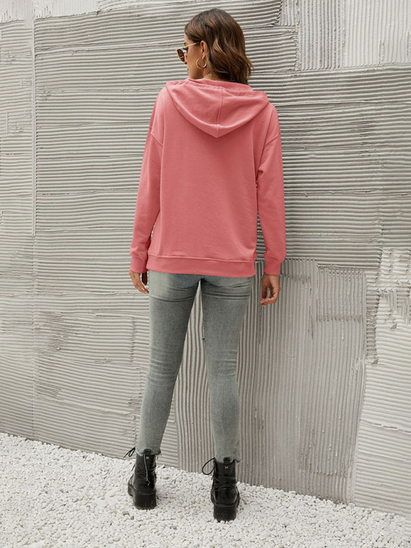 Women’s Half Cardigan Button Kangaroo Pocket Hoodie