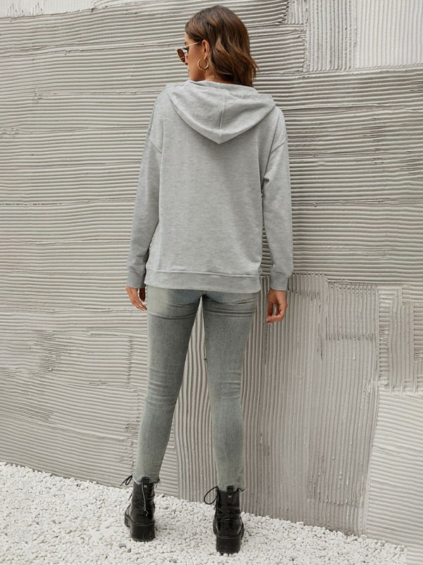 Women’s Half Cardigan Button Kangaroo Pocket Hoodie