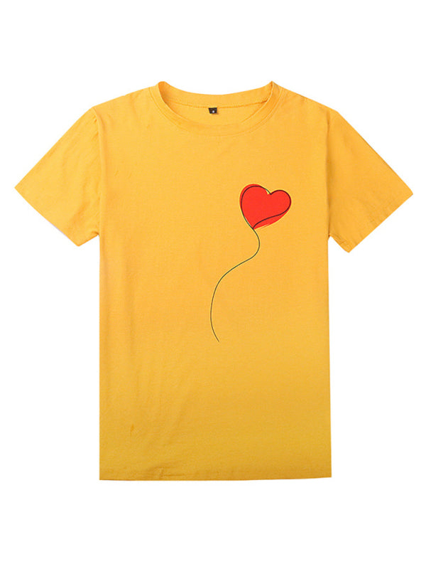 Women’s Heart Print Short Sleeve T-Shirt