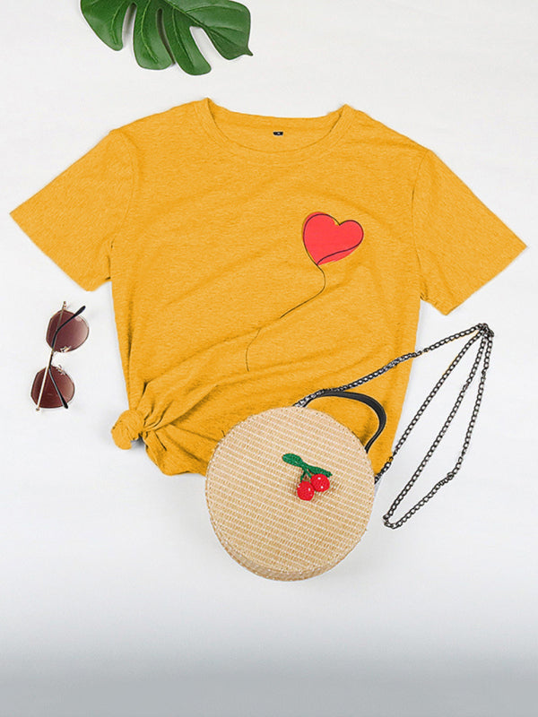 Women’s Heart Print Short Sleeve T-Shirt