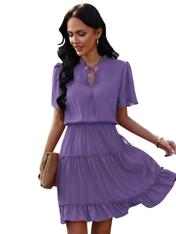 Women’s high neck loose Ruffle Dress