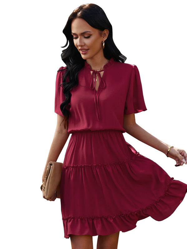 Women’s high neck loose Ruffle Dress
