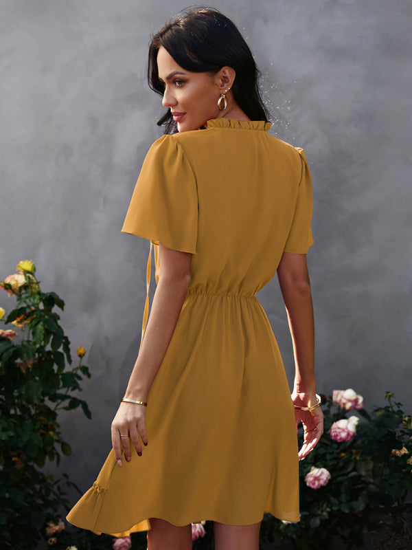 Women’s high neck loose Ruffle Dress