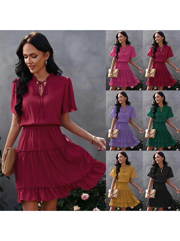 Women’s high neck loose Ruffle Dress