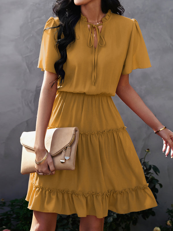 Women’s high neck loose Ruffle Dress