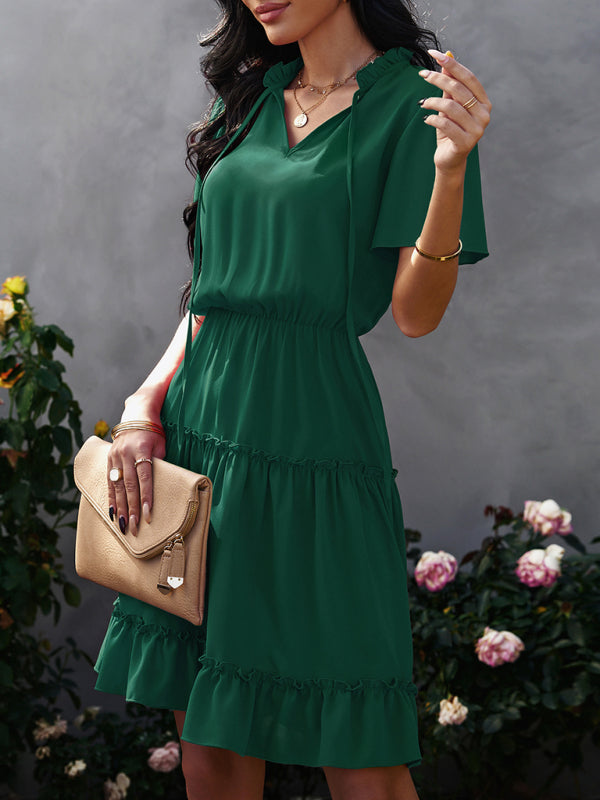 Women’s high neck loose Ruffle Dress