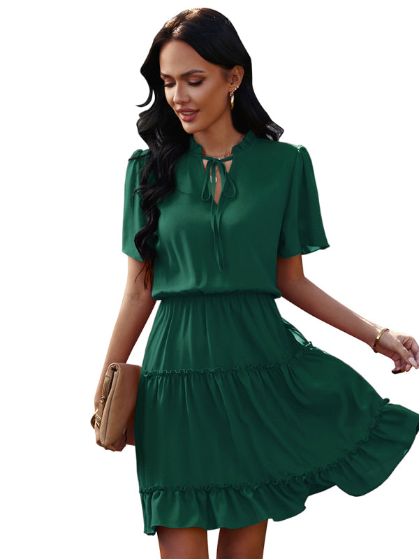 Women’s high neck loose Ruffle Dress