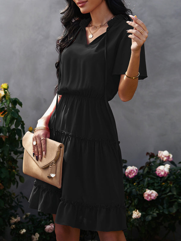Women’s high neck loose Ruffle Dress