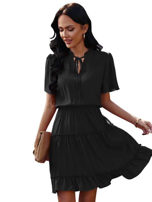 Women’s high neck loose Ruffle Dress