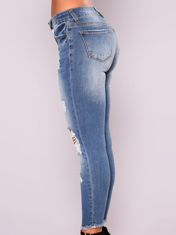 Women’s high waist stretch ripped jeans