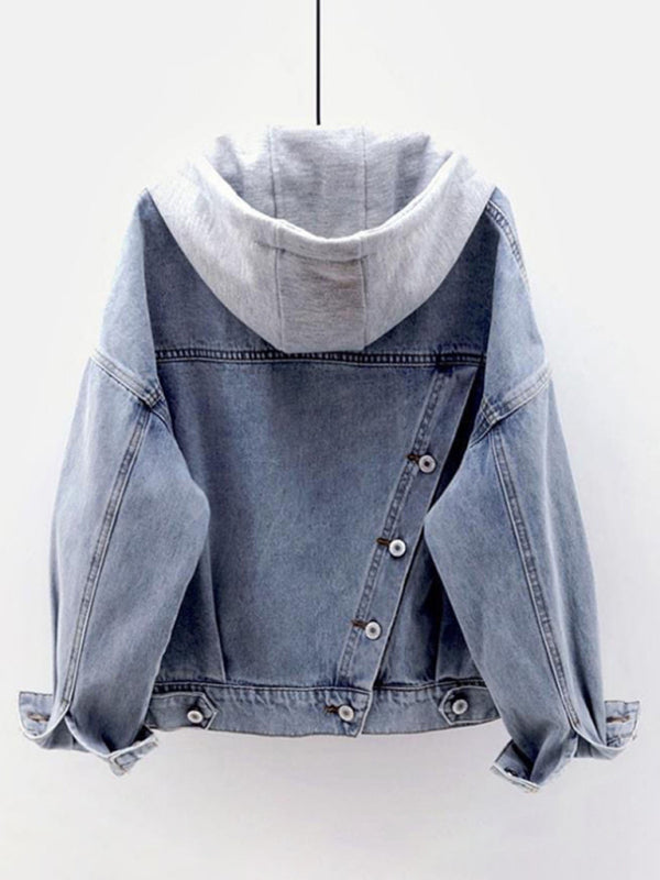 Women’s hooded large pocket denim jacket