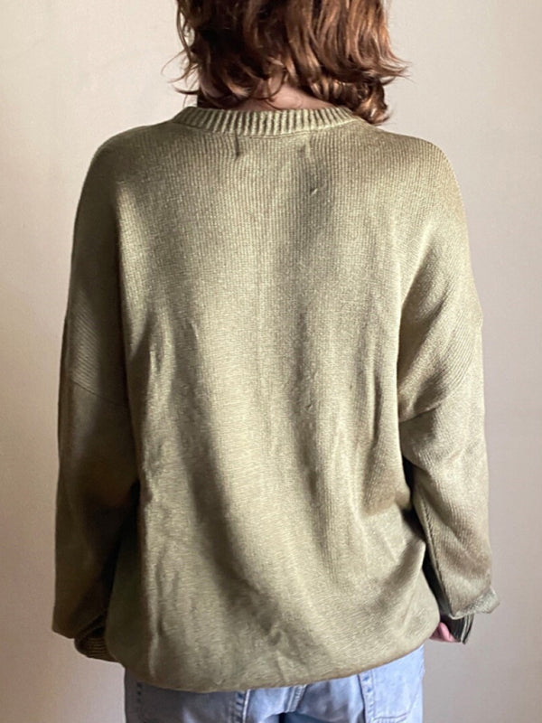 Women’s Independence Day American Flag Loose Fit Pullover Sweater