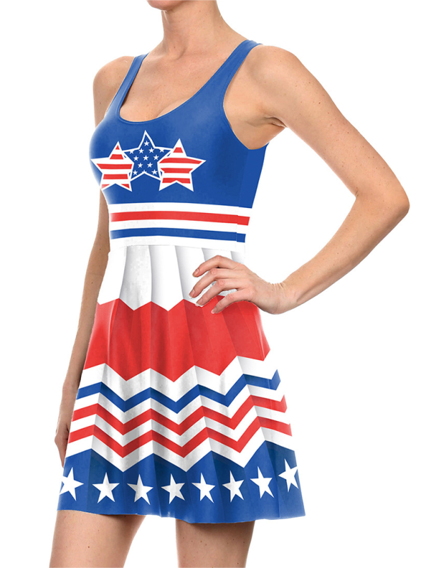 Women’s Independence Day Flag Print Dress