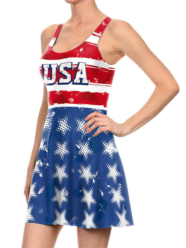 Women’s Independence Day Flag Print Dress