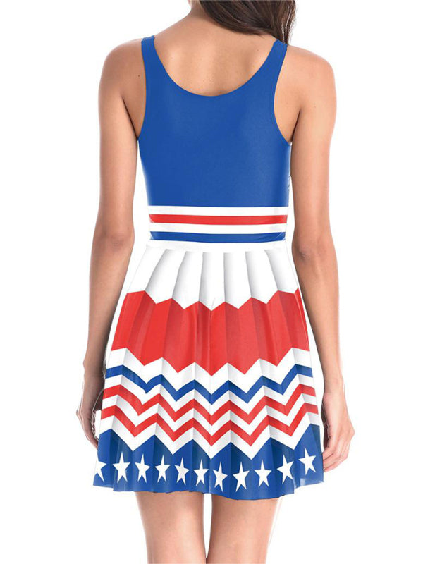 Women’s Independence Day Flag Print Dress