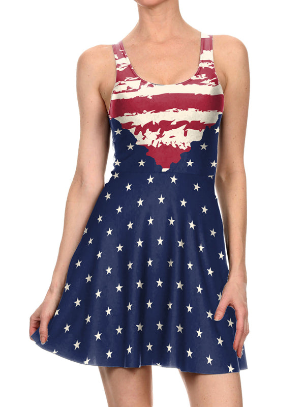 Women’s Independence Day Flag Print Dress