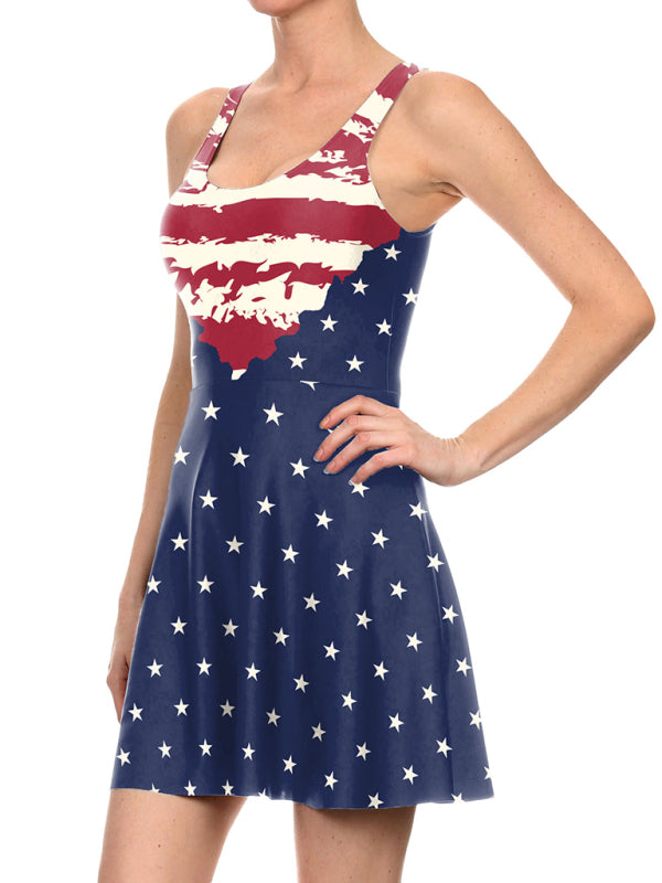 Women’s Independence Day Flag Print Dress