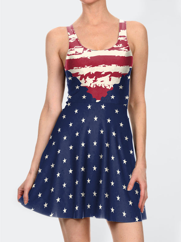 Women’s Independence Day Flag Print Dress - Pattern / S
