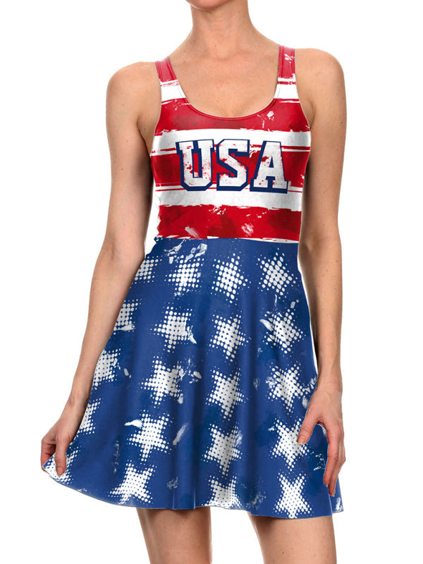 Women’s Independence Day Flag Print Dress - Pattern2 / S