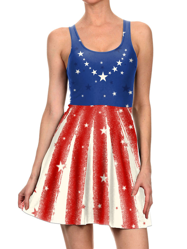 Women’s Independence Day Flag Print Dress - Pattern3 / S