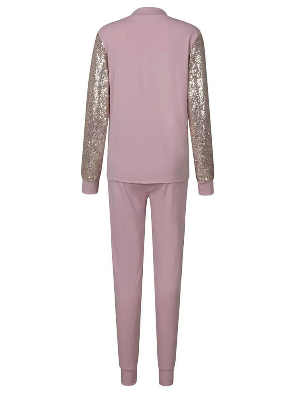 Women’s Khaki Love Sequins Casual Suit