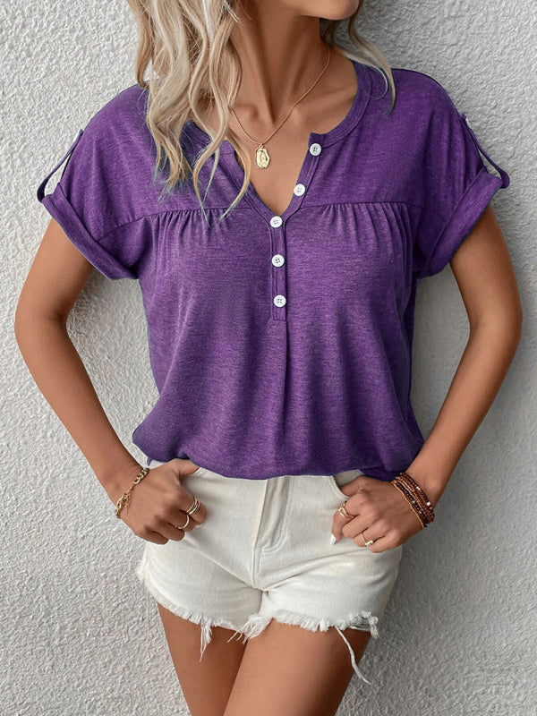 Women’s Knit Short Sleeve Half Cardigan T-Shirt