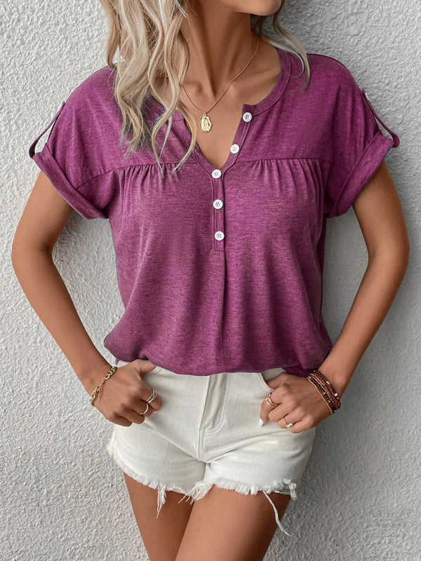 Women’s Knit Short Sleeve Half Cardigan T-Shirt