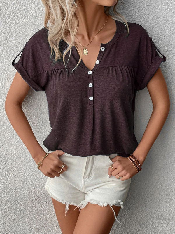 Women’s Knit Short Sleeve Half Cardigan T-Shirt
