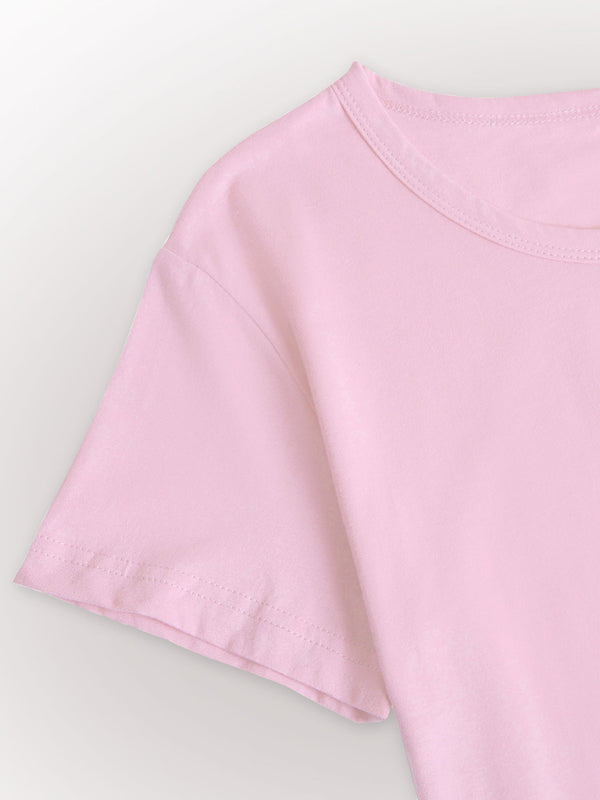 Women’s Knitted Round Neck Leopard Print Mother’s Day Short Sleeve T-Shirt