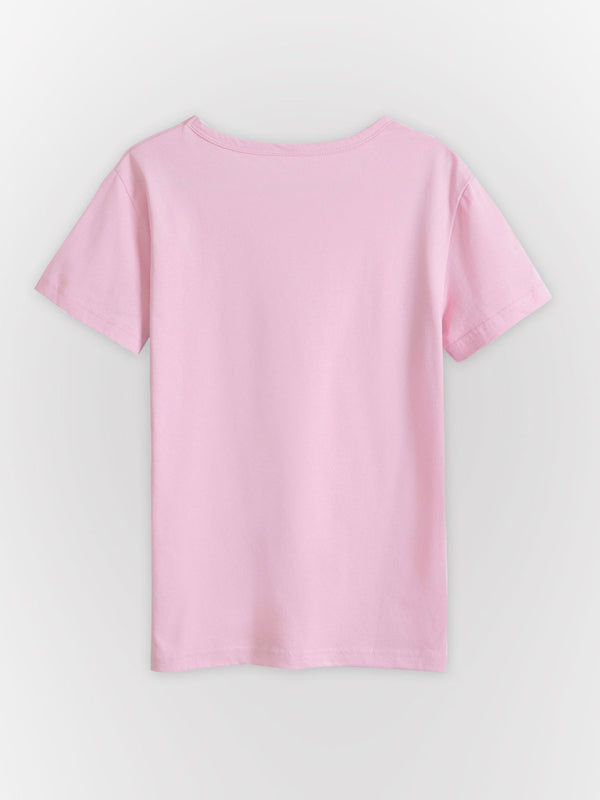 Women’s Knitted Round Neck Letter Print Mother’s Day Short Sleeve T-Shirt