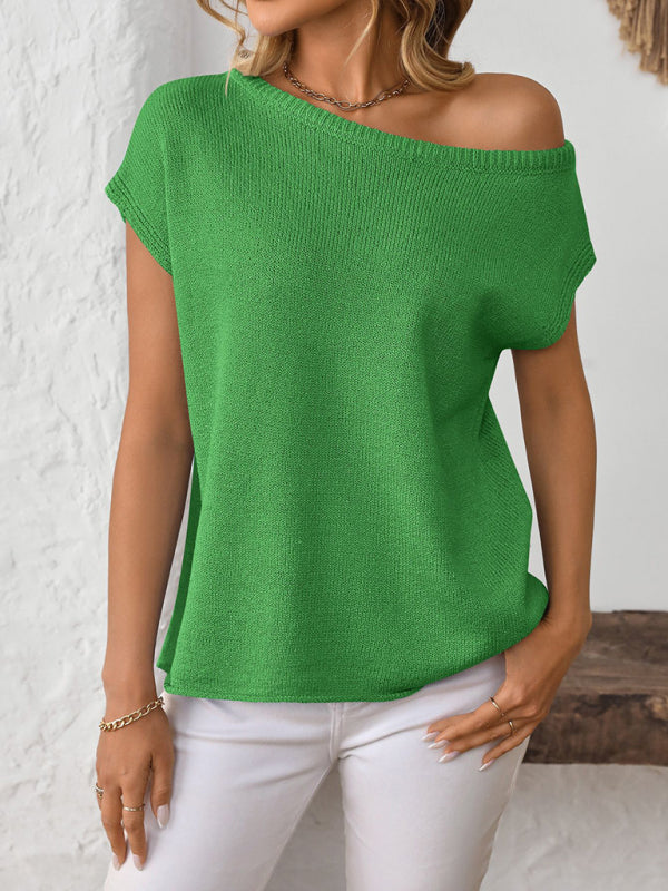 Women’s knitted Y2K pullover solid color top