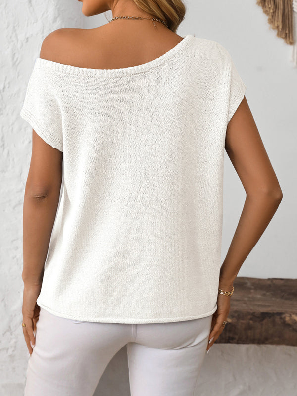 Women’s knitted Y2K pullover solid color top